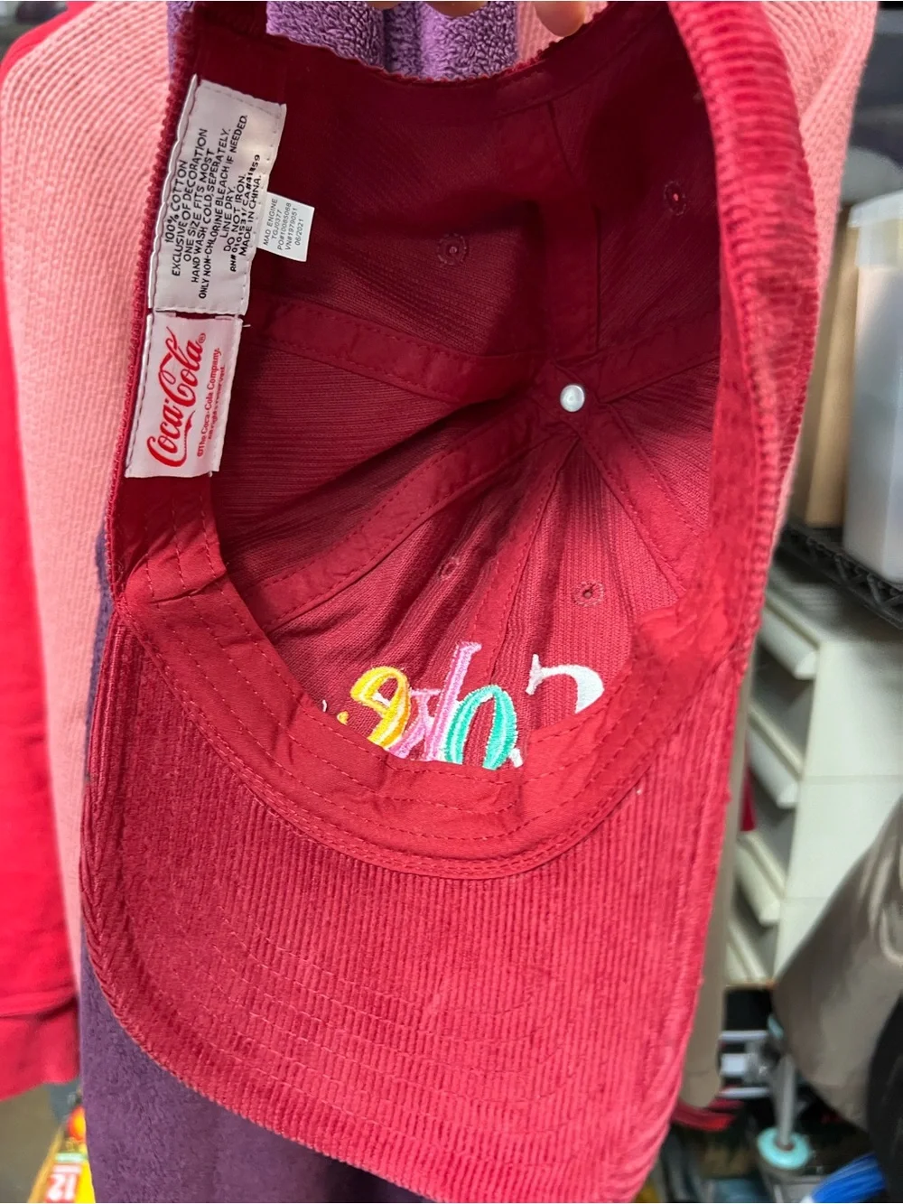 Coca Cola Kids Multicolor Logo Red Corduroy Cap